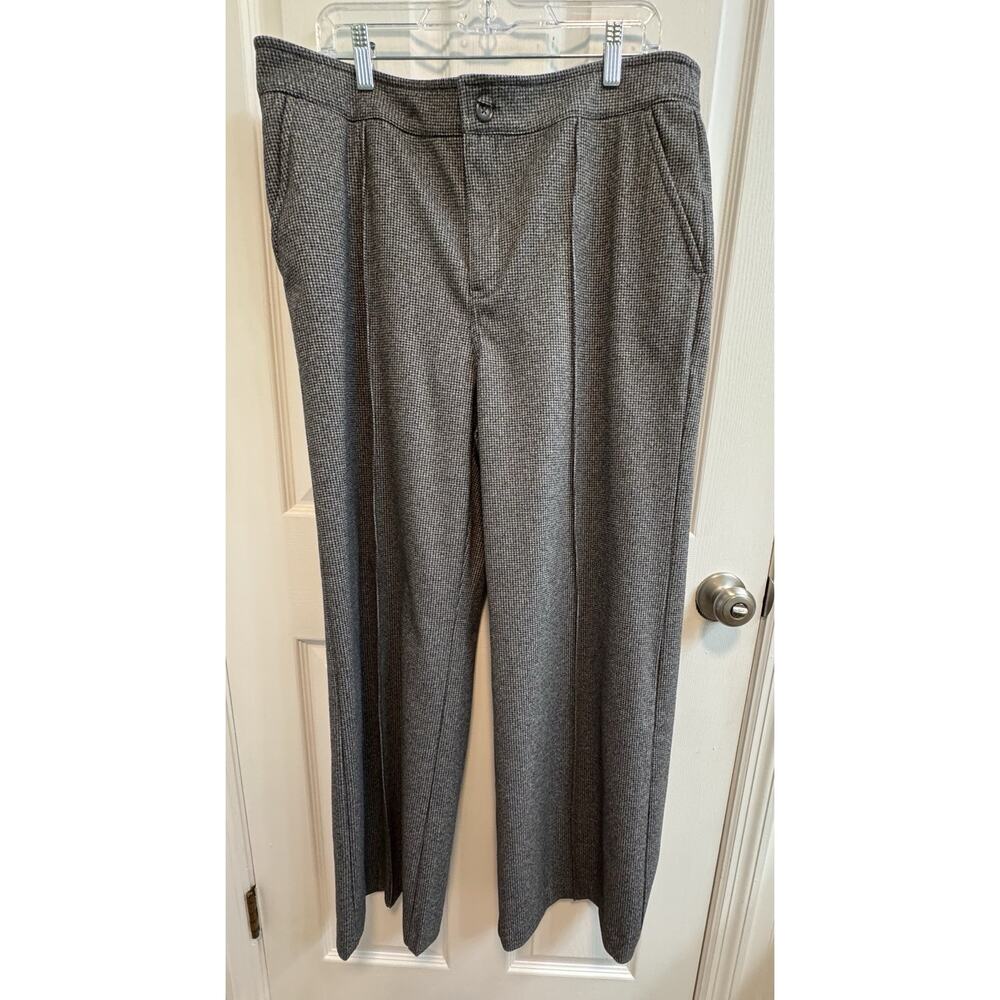 Beautiful By Lawrence Zarian Pants 16 Gray Houndstooth Wide Leg Front Seam
